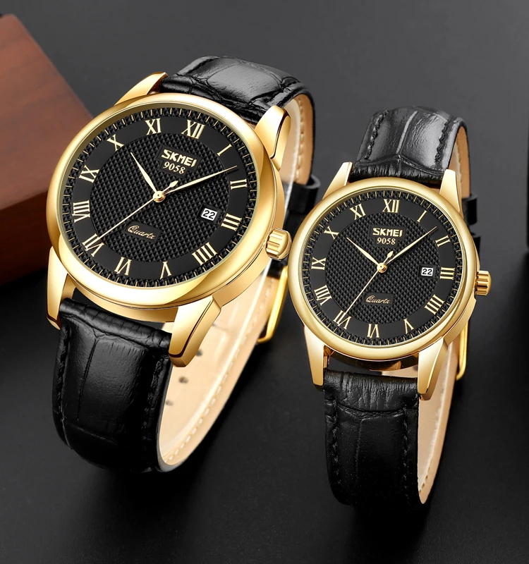 SKMEI 9058 fashion quartz watches for men,unisex watches set water proof watch brand,couple watch luxury brand watches prices
