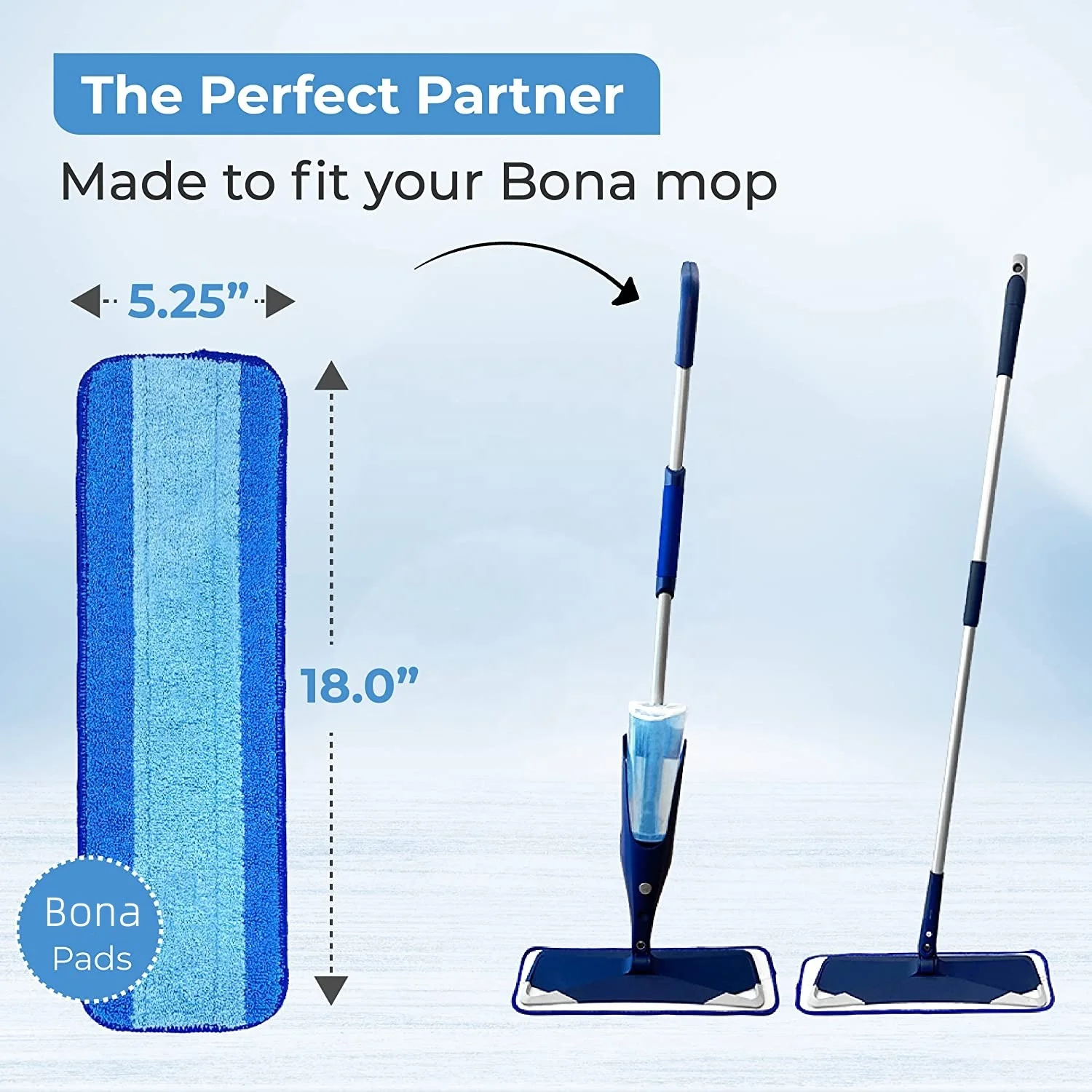 Compatible with Bona Customizable Commercial Use Quick Connect Aluminum Flat Mop Pads Reusable House Floor Dust Mop