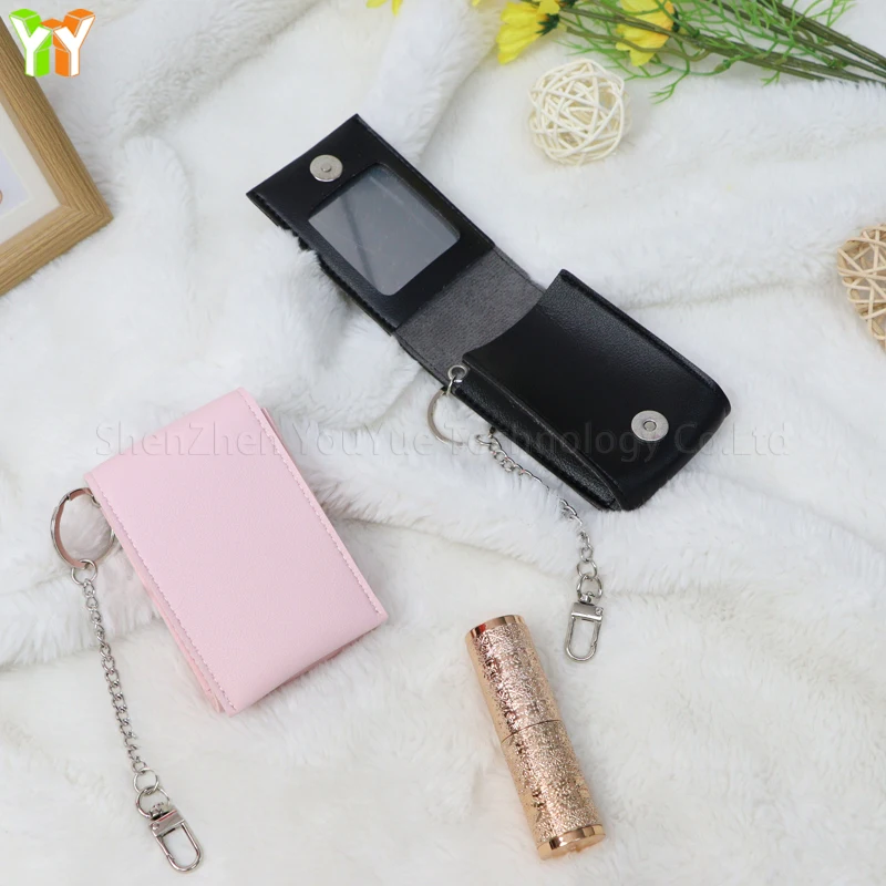 6 Colors Makeup Lipstick Case With Chain Quick Shipping Travel Mini PU Leather Pouch for Purse Lipstick Custom Logo