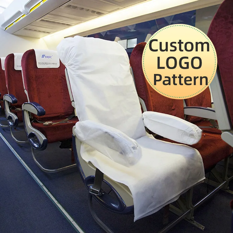 semi,trending 2021,Soft non woven fabric prevents contact,airplane seat covers with arm rest for Traveler,Can customized,white