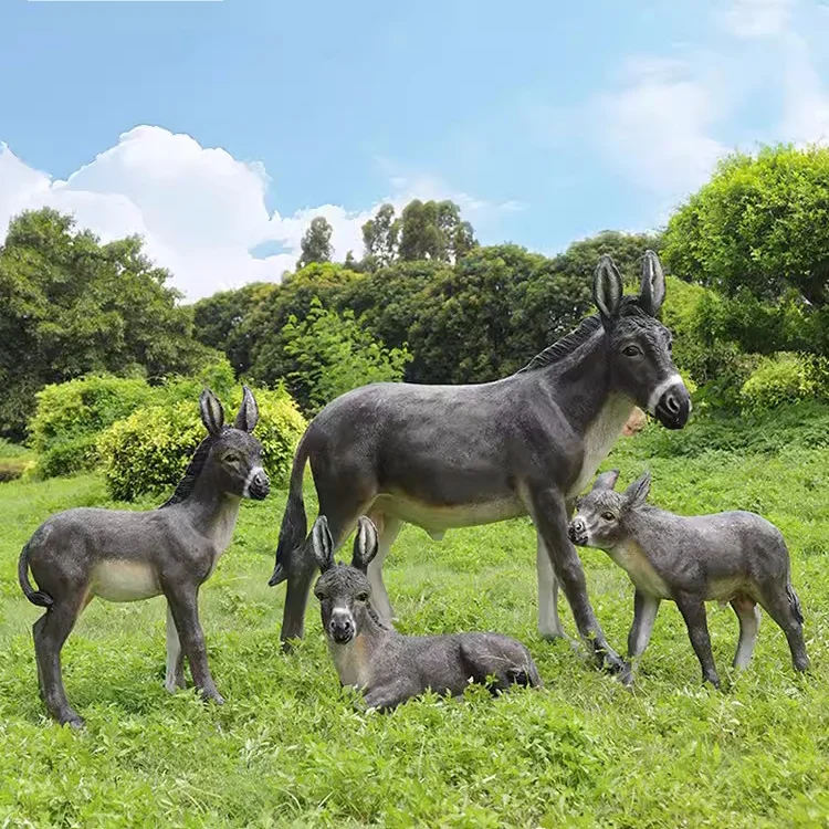 F024 Simulation donkey statue donkey sculpture outdoor garden lawn landscape decoration fiberglass animal ornaments