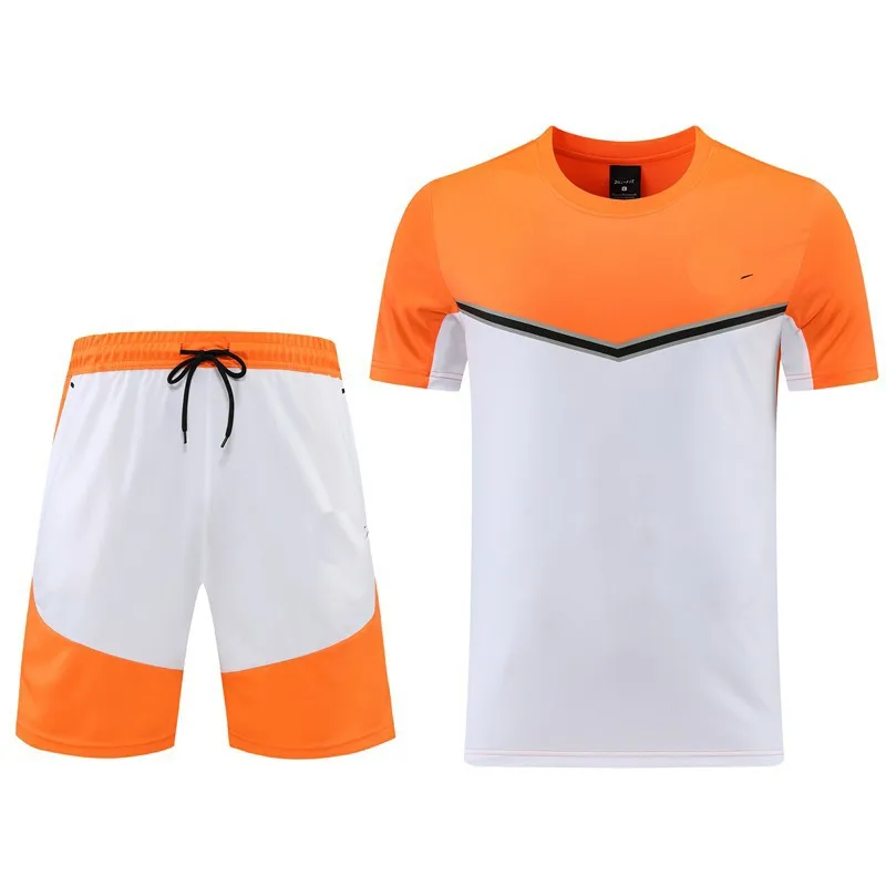 Basketball wear crewneck short-sleeved sports suit summer fitness shorts Running football wear two-piece set