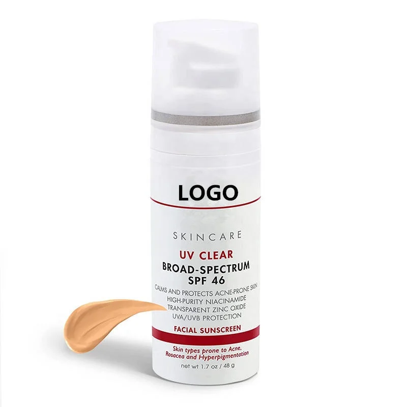 QQLR Private Label Skin Care Face Care Sun Cream Oil-Free Mineral Zinc Oxide Broad-Spectrum  Face Sunscreen SPF 46 50