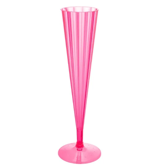 Manufacturer Wholesale 5oz Neon Pink Disposable PS Plastic Champagne Flute
