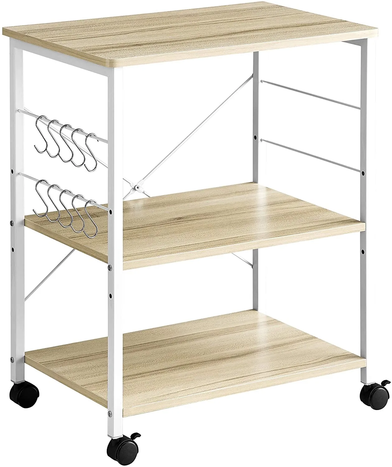 
Kitchen storage holders 3 tier metal wood microwave oven shelf stand appliances storage rack cabinet  (1600166429403)