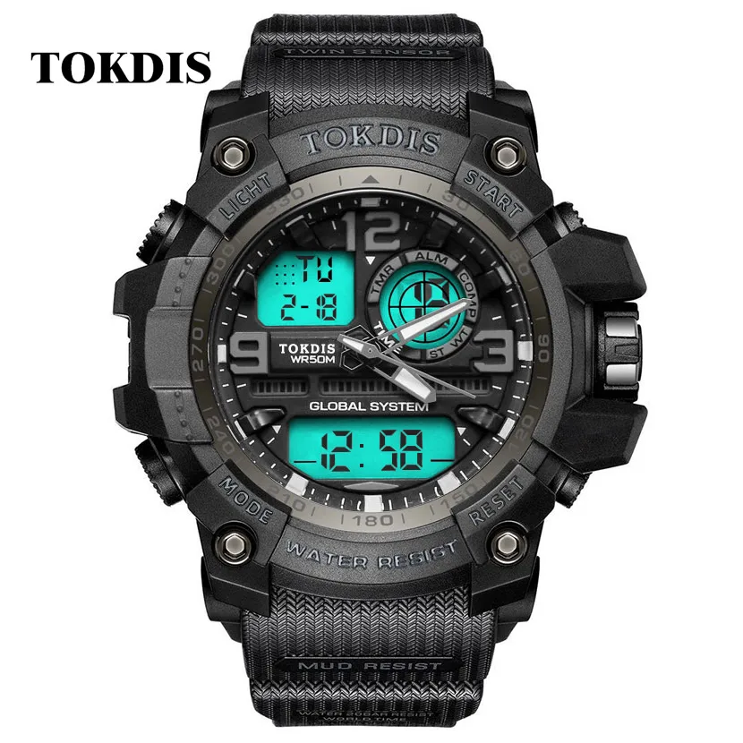 NEW TOKDIS G shock Mens 50M Waterproof Sport Watch Men Analog Digital LED Watches Dual Time Clock Relogio Masculino With box