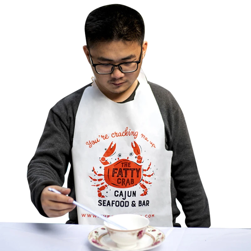 Custom Printed Disposable Seafood Plastic Bibs Feast Disposable Adult Size Crab Bibs Adult Bibs For Restaurant