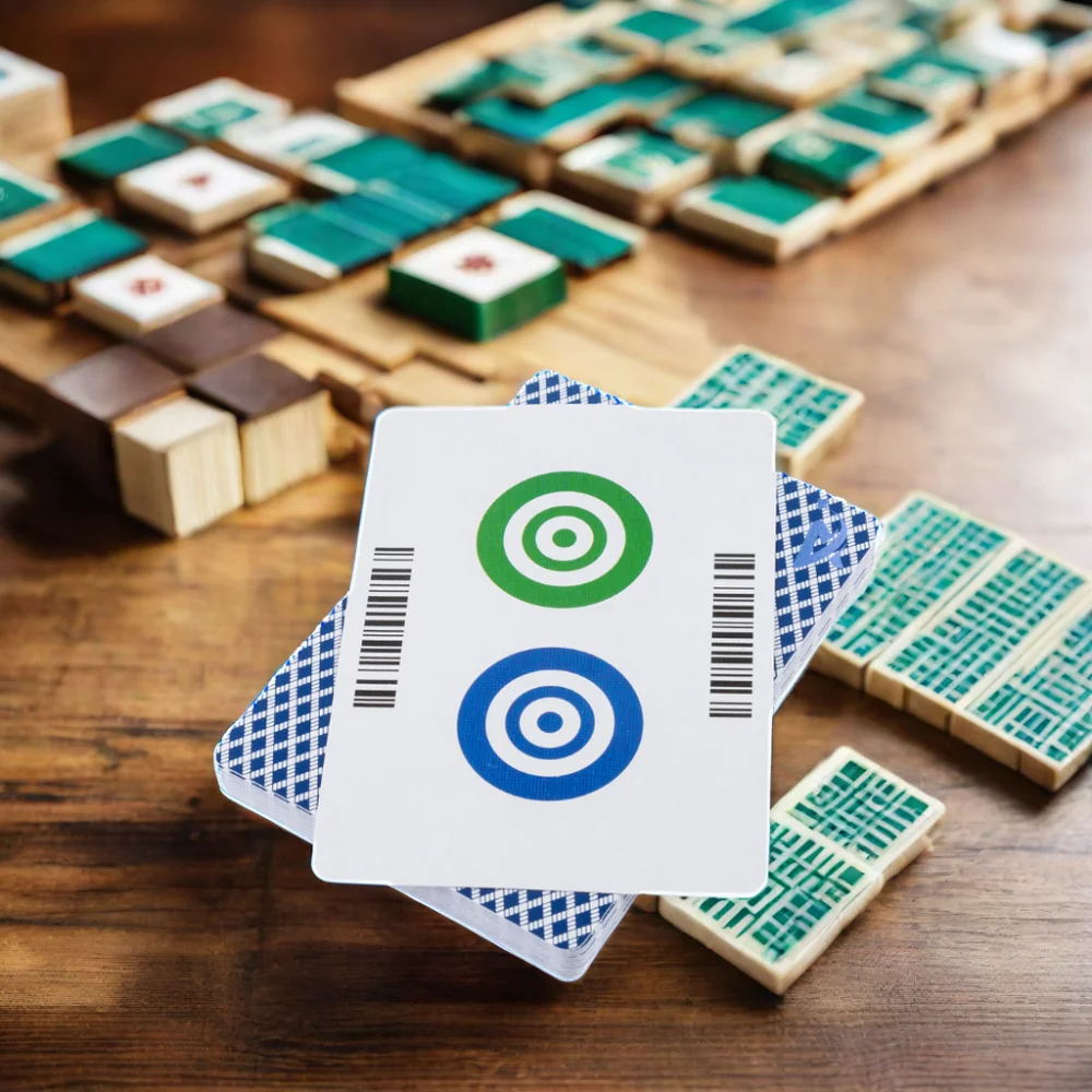 AYPC Custom Design High Quality 300gsm Blue Core Paper Mahjong barcode Board Card Game Playing Cards for Adult