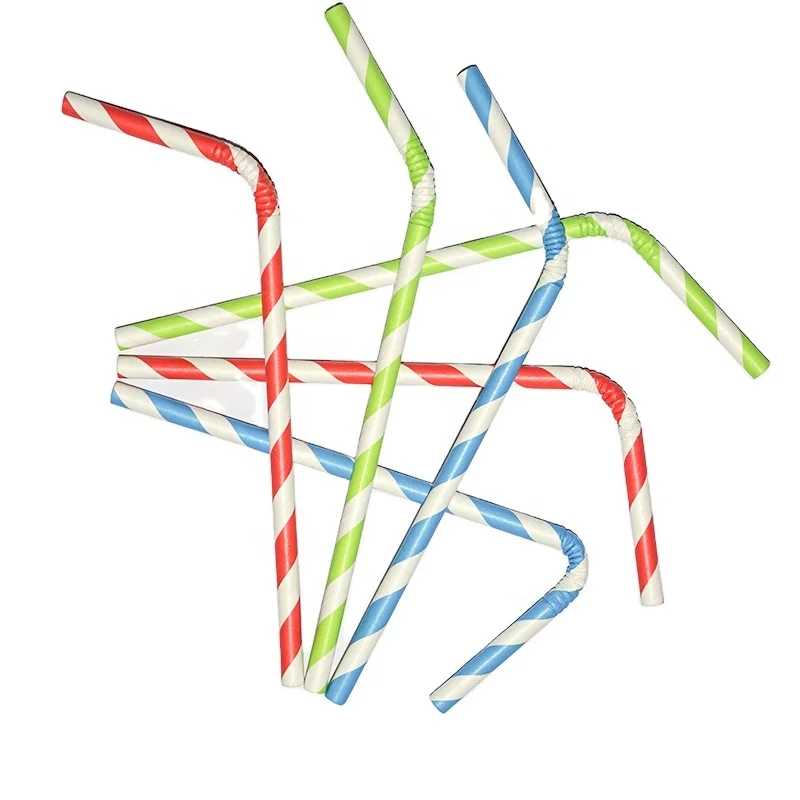 Factory wholesale Printing 10mm U Bending black Paper Drinking Straws Biodegradable Papierstrohhalm