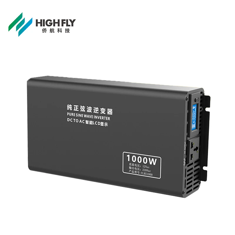 Highfly EU Warehouse 1000W 220V Home Car LCD Screen High Power Converter Inverter With Mppt Charge Controller