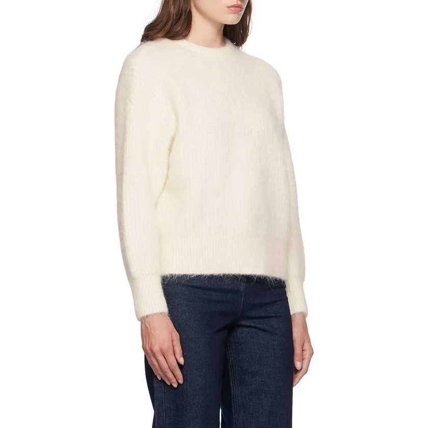 Knit Sweaters Supplier OEM/ODM Rib Full Sleeves Girls Pullover Sweater Pure Color Wool Cashmere Customize Jumper Top Knitwear