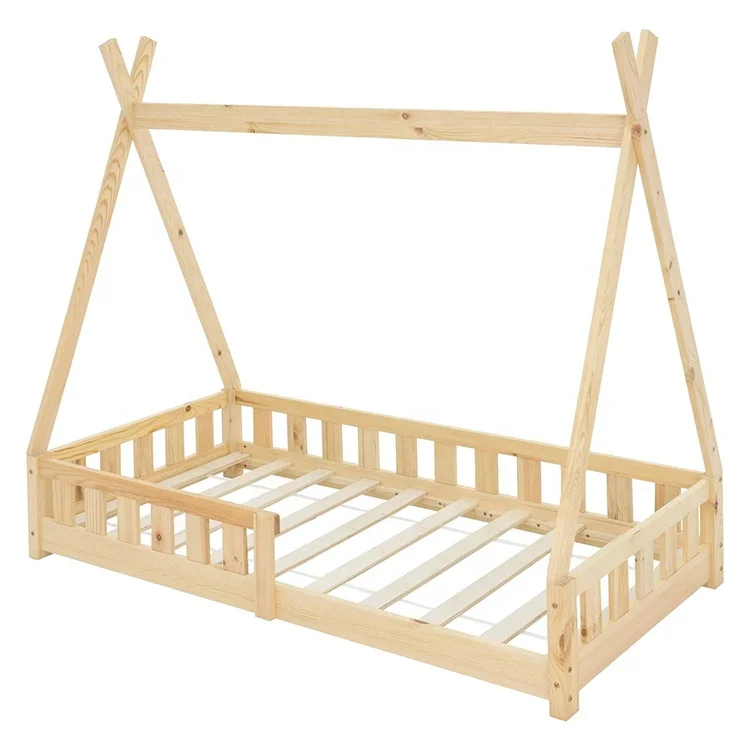 Bedroom furniture wooden children kids floor frame beds, floor house bed for kids