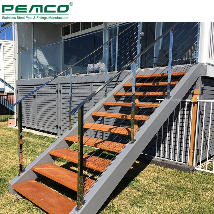 Outdoor Stair Modern Black Metal Stainless Steel Tension Cable Wire Balustrade Railing Rope For Deck