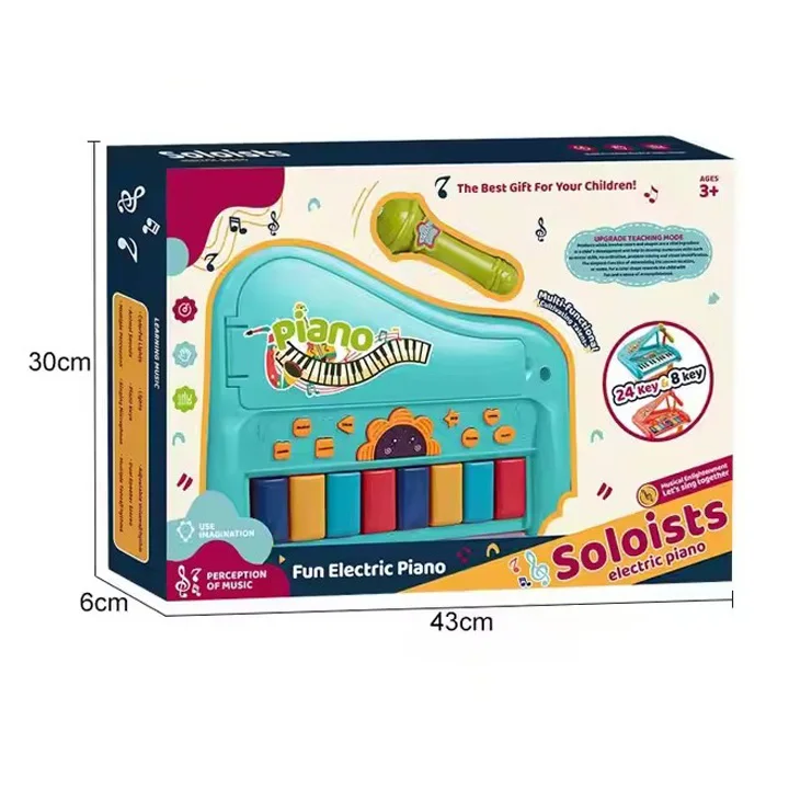 Hot Selling Kids Piano Mult-ifunction Keyboard 8 Key Piano With Microphone Educational Musical Instruments