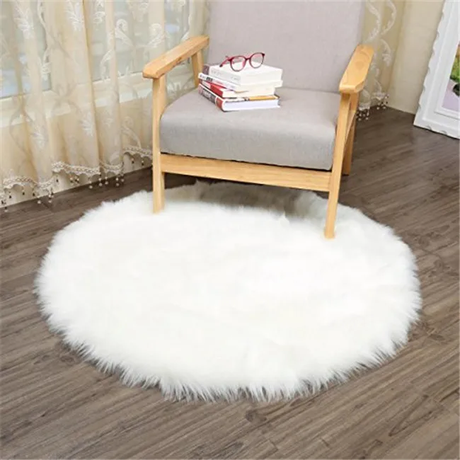 2021 round shape 80x80 cm plush faux fur area rug