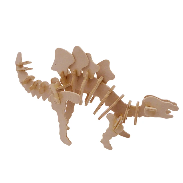 hot selling promotional Mini dinosaur puzzle toy 3D wooden puzzle simulation Animal Dinosaur Assembly DIY Model Toy for Kids