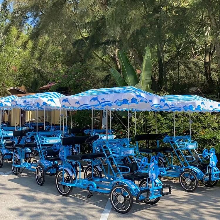 Family Fun Touring Pedal 4 Wheel Bicycles Sightseeing Tandem Bike Person Surrey Bike