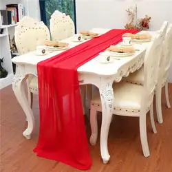 Various Colors Long Chiffon Dining Table Runner Gauze Decoration For Wedding Party