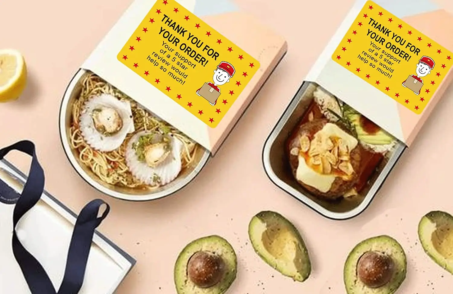 Food Delivery Tamper Evident Stickers & Thank You for Your Order Sticker for Packaging ,Purchase, Customer