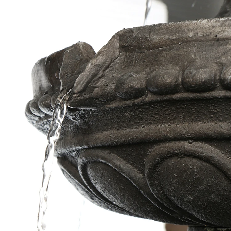 High Quality Modern Art Large Size Fiberglass 2 Tier Pedestal Fountain for Home Garden Decoration