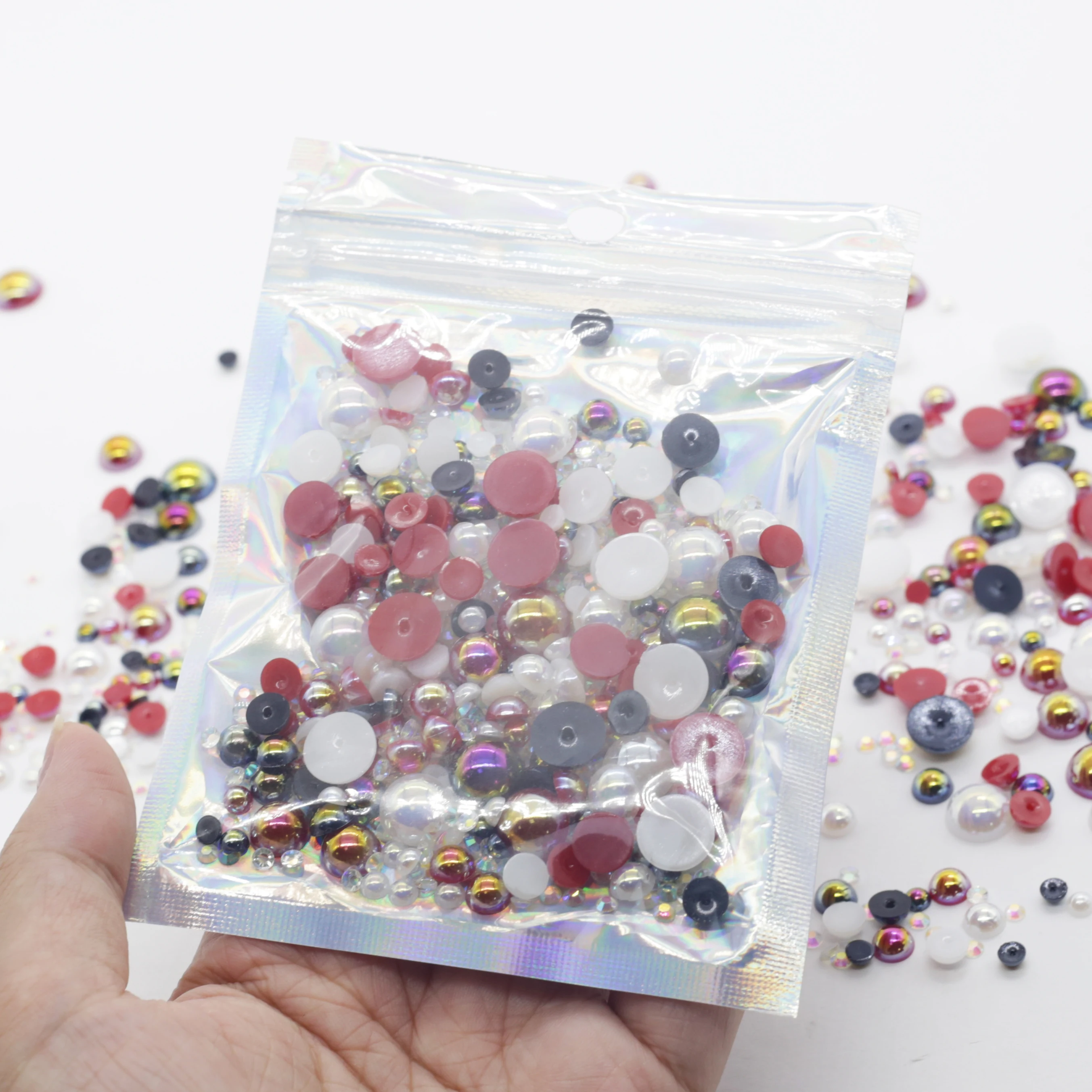 XULIN Glitter Non Hotfix Flatback Colorful Rhinestones Mix Pearl Beads For Handmade Art Decorations DIY Tumbler