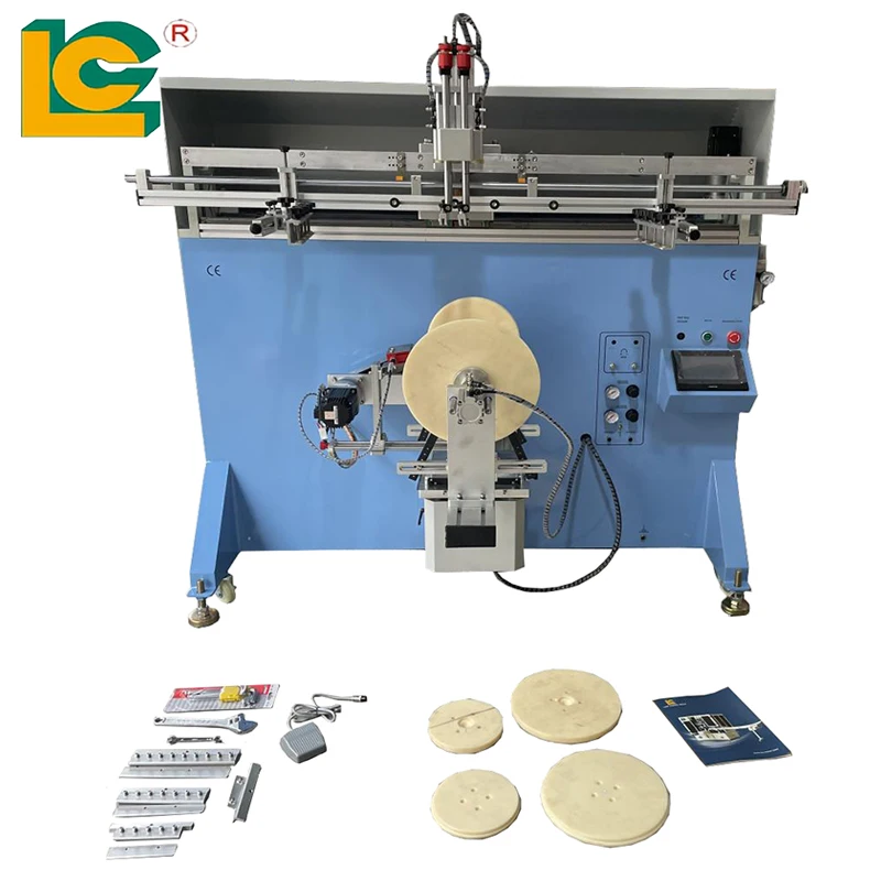LC Brand Multicolor Rotary Cylindrical Bucket Barrel Silk Screen Printing Machine with color sensor