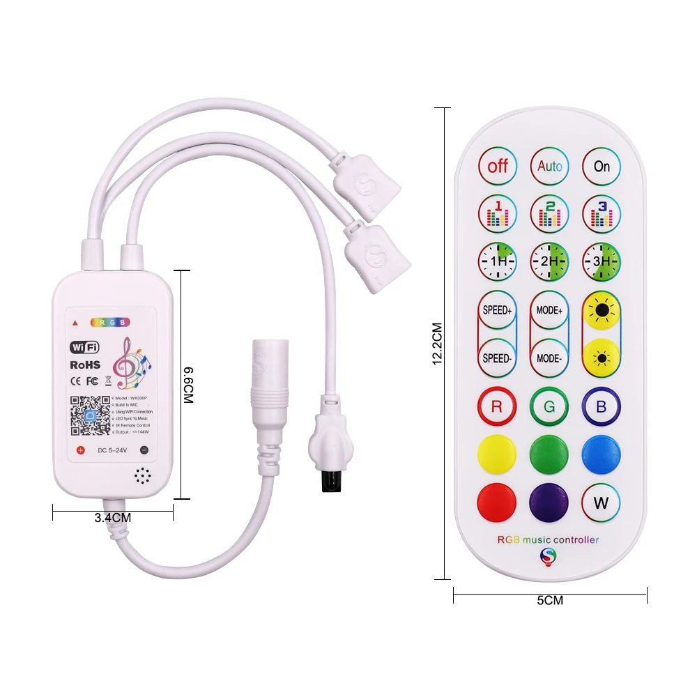 Tuya Wifi RGB Music Controller LED Dimmer 5V 12V 24V Colorful LED Strip Works with Alexa Google Assistant DC5-24V
