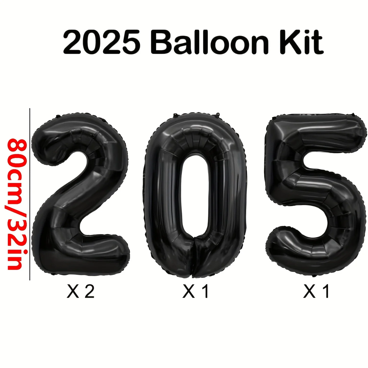Factory Price 2025 Digit Number Aluminum Foil Balloons Set For Christmas Hello 2025 New Year Eve Graduation Party Decor Supplies