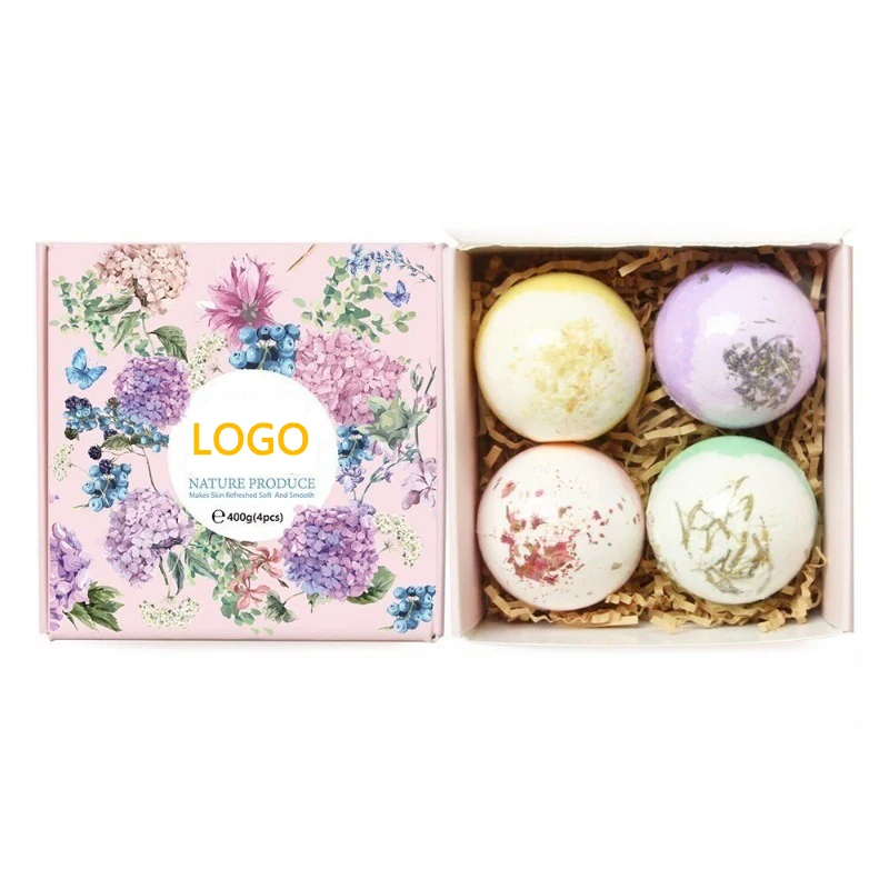 Add your logo bath salt balls, birthday explosion ball gift box, multi-bubble milk rose bath balls
