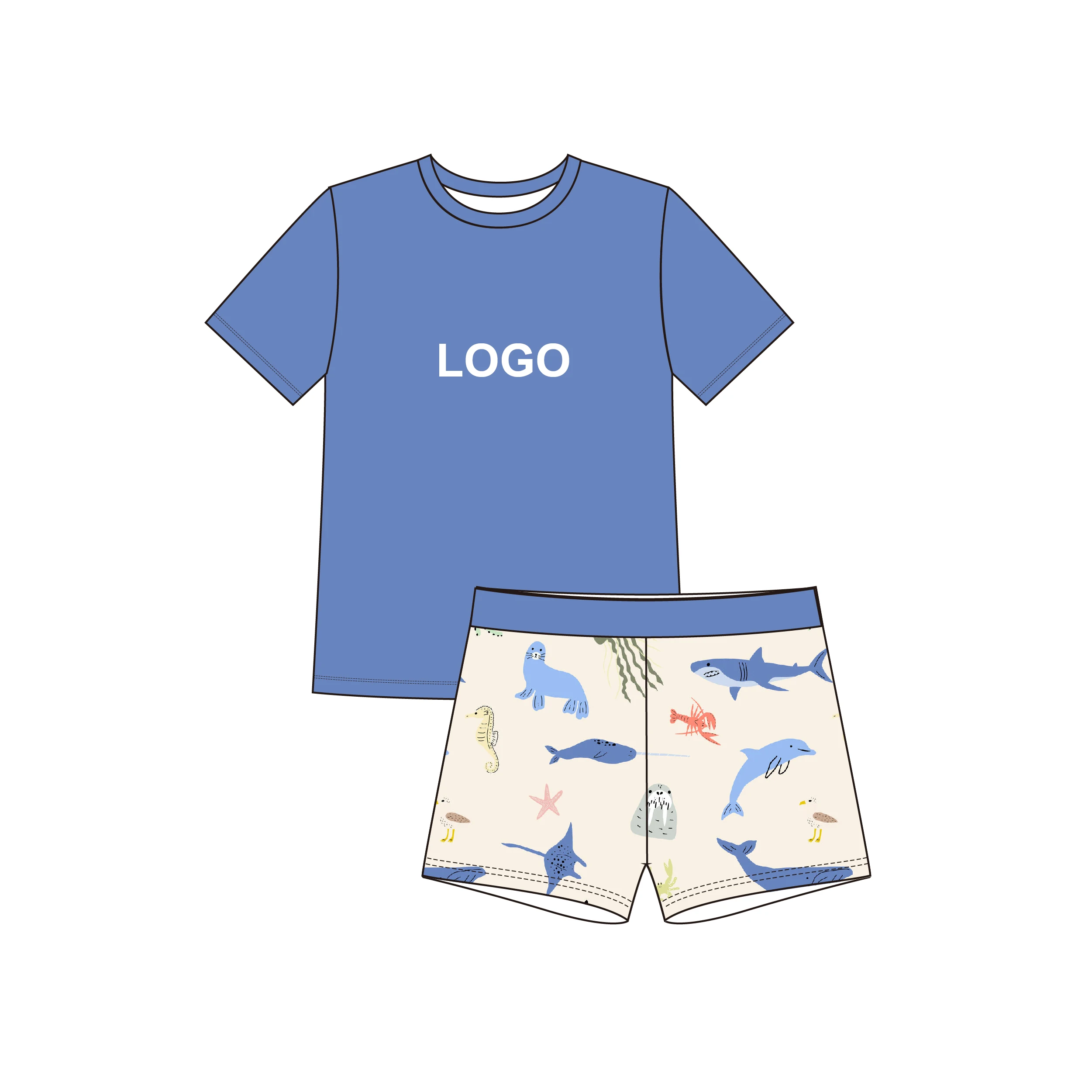 Customized Cute 1-3 Years Old Children Girl Swimwear Beach Bathing Suits Short Sleeve Kids Girls Swimsuit Two Pieces