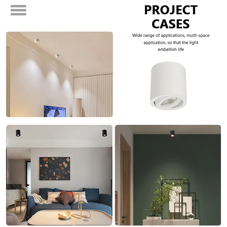 High Brightness Home Hotel School Aluminum Ceiling Lighting Surface Mounted Cob Led Down Light