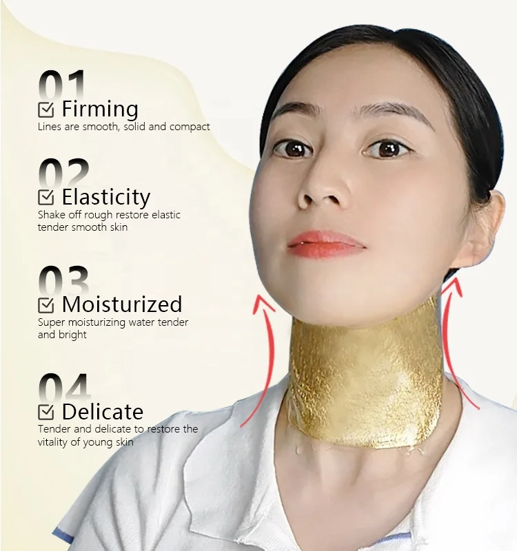 24K Gold Anti Wrinkle Neck Mask For Oem Factory Wholesale 24K Nano Gold Anti-Aging Mask Best Face Neck Lift Korean Mask