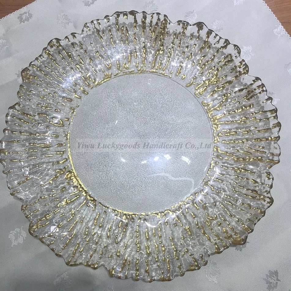 LCK131 Phnom penh glass tableware Gold to receive/dinner/salad glass painted gold plate