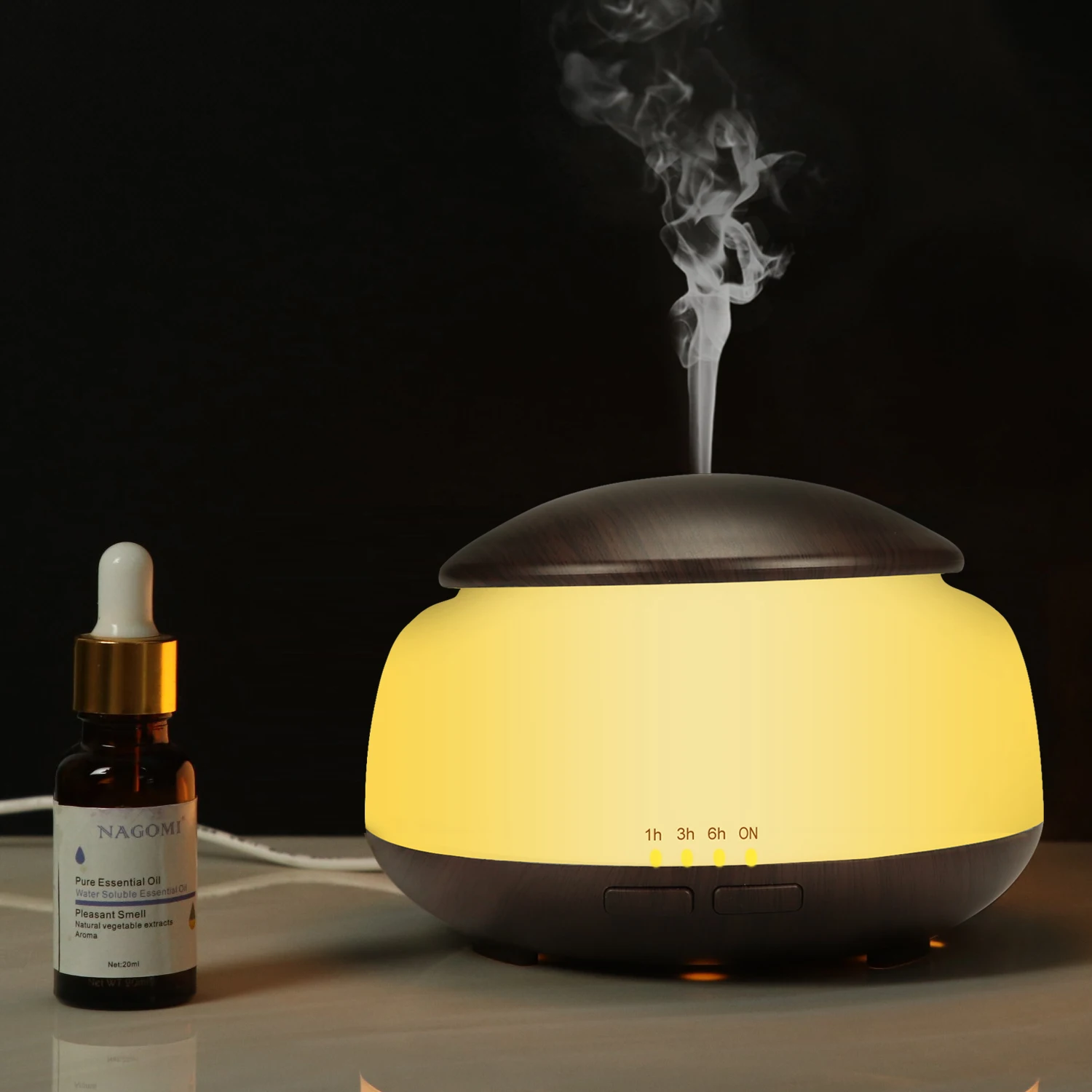 
Factory Direct Sale 300ml Woodgrain Ultrasonic Diffuser Humidifier Timing Function Aroma Diffuser For Essential Oil 