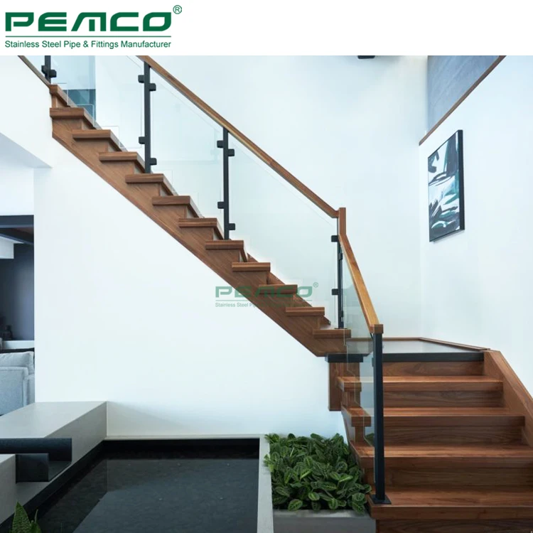 Завод Pemco Черное порошковое покрытие нержавеющая сталь лестничное Боковое крепление стеклянные
