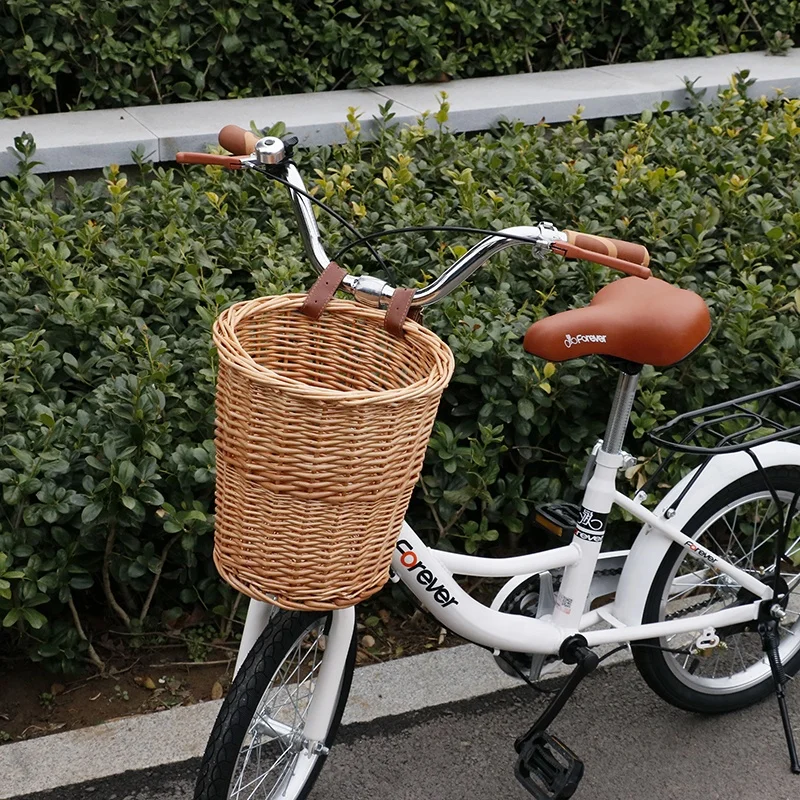 Wholesale bike basket bicycle basket rattan bicycle mini flower wicker bicycle basket