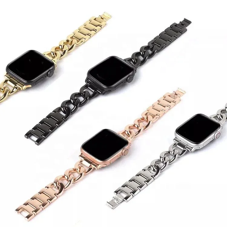 Dropshipping Fashion Cowboy Chain Strap for Apple Watch 6 SE 5 4 Watchbands Stainless Steel Bracelet 42mm 38mm