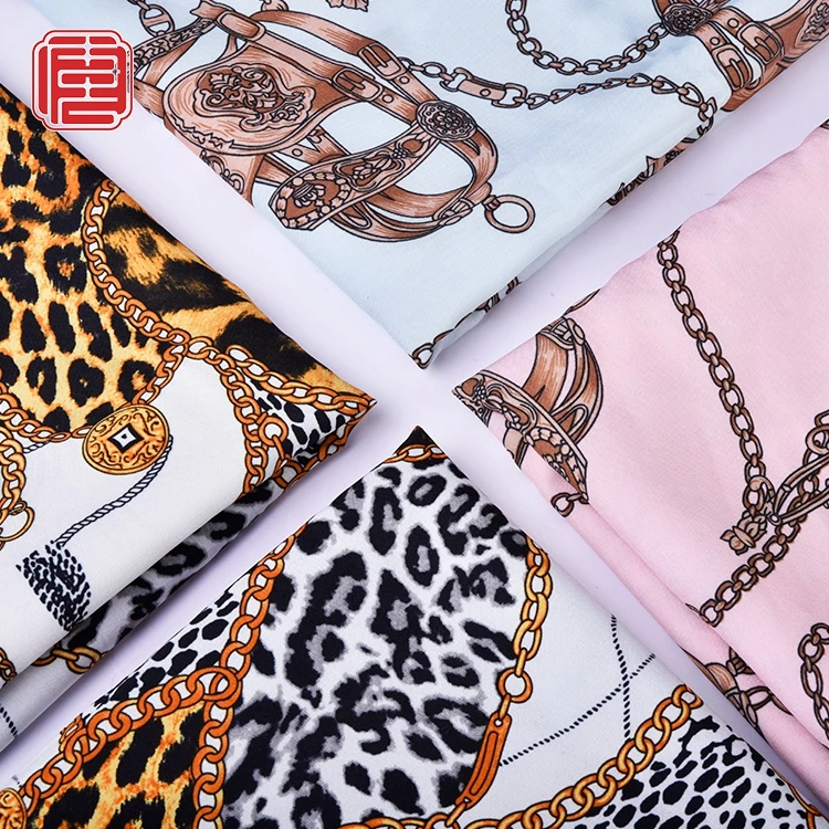 75D Four Way Stretch Polyester Spandex Custom Leopard Digital Printing Fabric For Dress