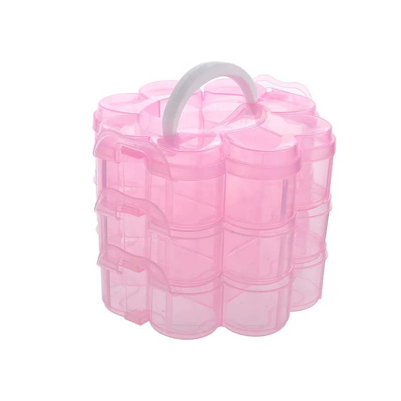 21872Flower  Apple 3 layer Snap box toy organizer case with removable dividers