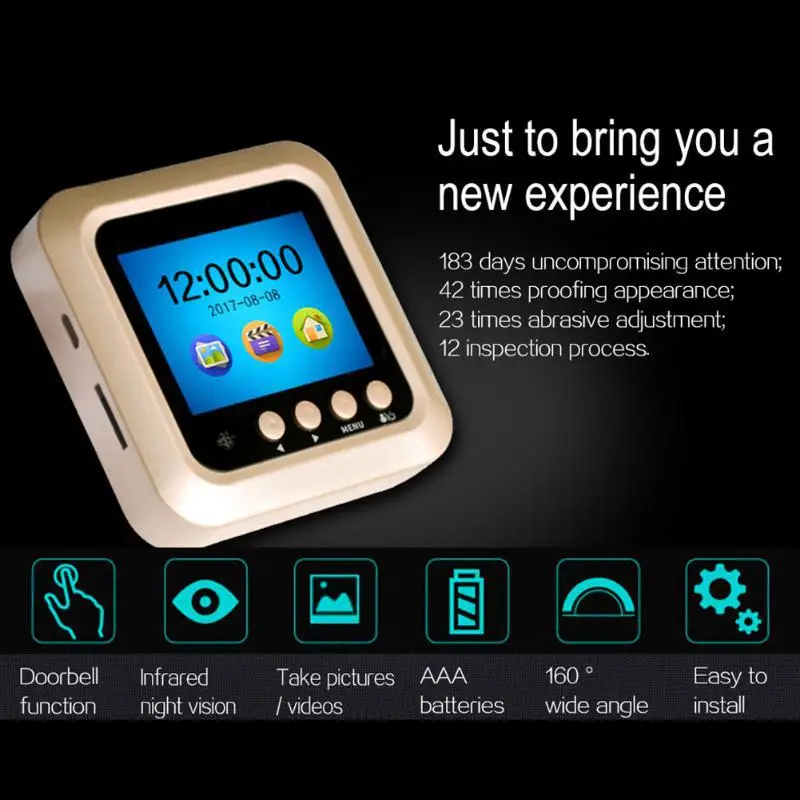 2.4 Inch TFT Color Screen Display Video Doorbell Camera PIR Night Vision Wide Angle Door Peephole Camera Viewer  for Home