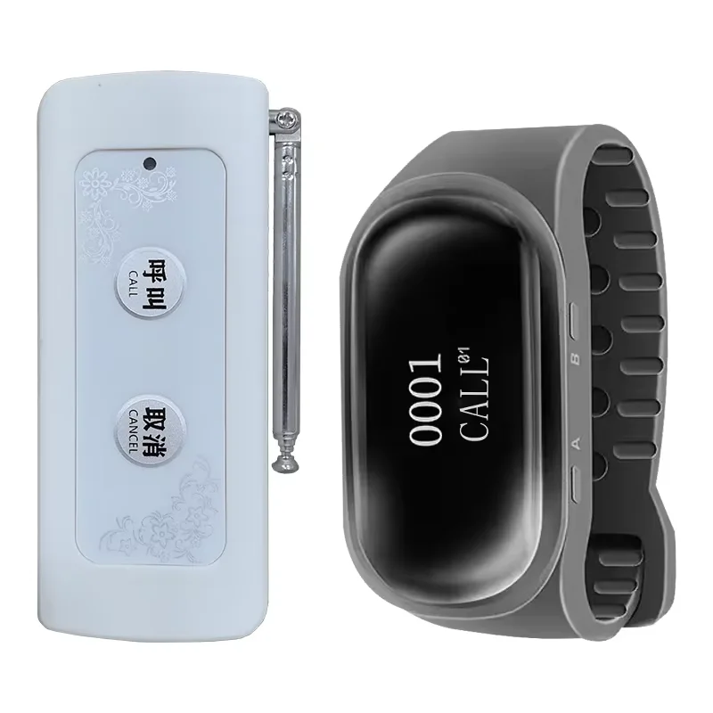 Wireless Watch Receiver, Wireless Calling System, Restaurant Pager, Rechargeable Wrist Pager, Alarm Clock, Timed Switch On/Off