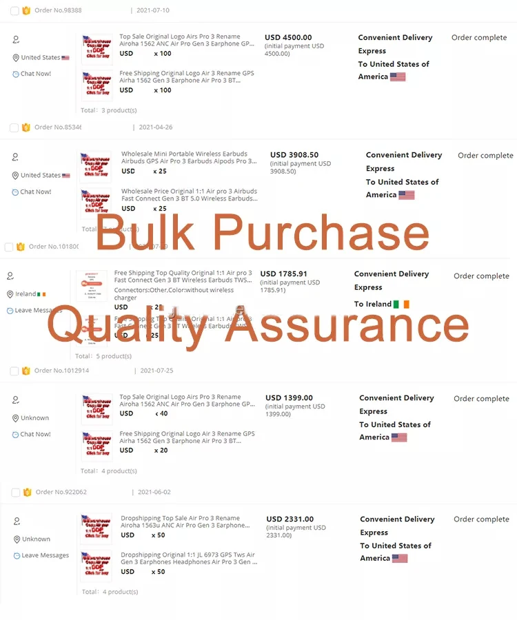 Top Quality Original Logo Air Pro 3 Fast Connect Gen 3 Wireless Earbuds TWS ANC Air3 Pods Pro GPS Air 3 Gen 3