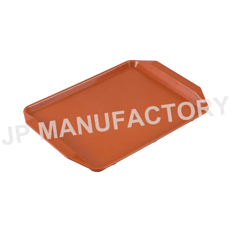 43cm 17 inch Hospital Food Tray Wide Handle Orange Red Colored Lunch Tray ABS Plastic Serving Tray