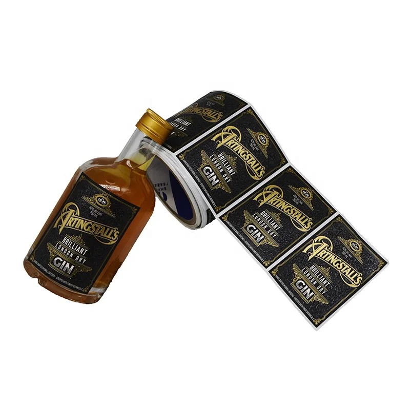 OEM Private Power Whisky Bottle White Label,blue Gold Foil Label Whisky