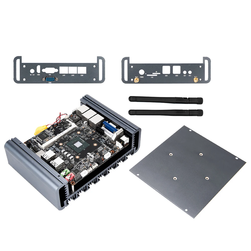 Мини-ПК без вентилятора, настольный компьютер J1900 N3530 i3 i5 NUC, мини-ПК с двойным RS232, промышленный компьютер с двойной Lan