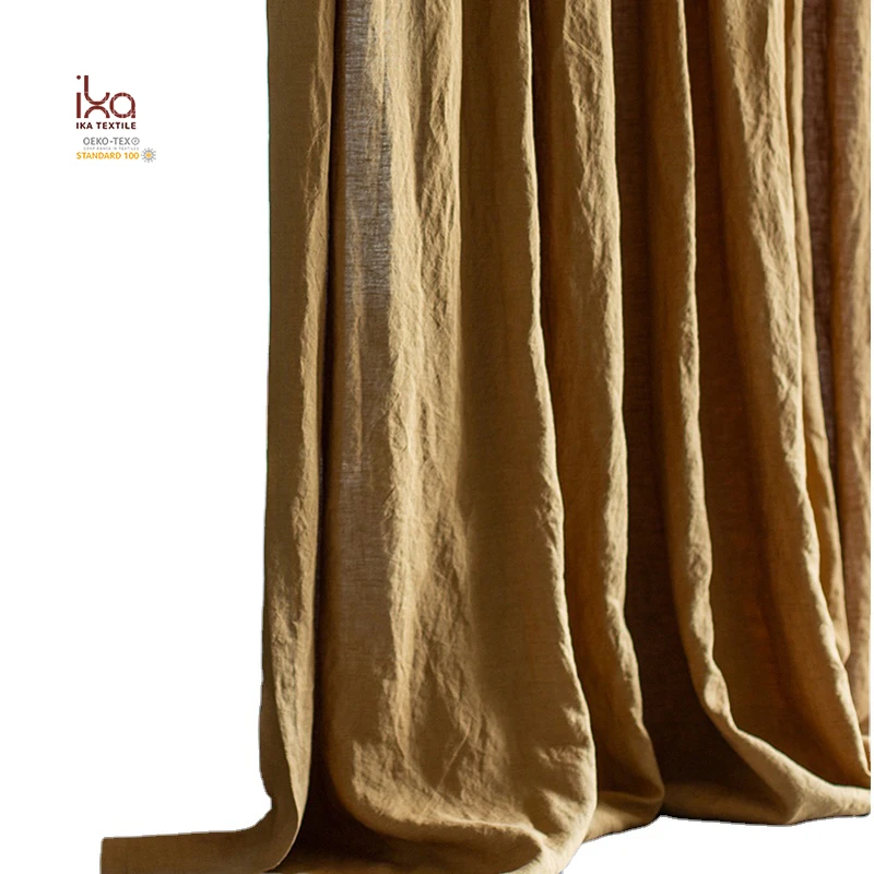 Nordic Simple Modern White Extra Long Bedroom Nature Material Fabric Stock Linen Curtains for The Living Room