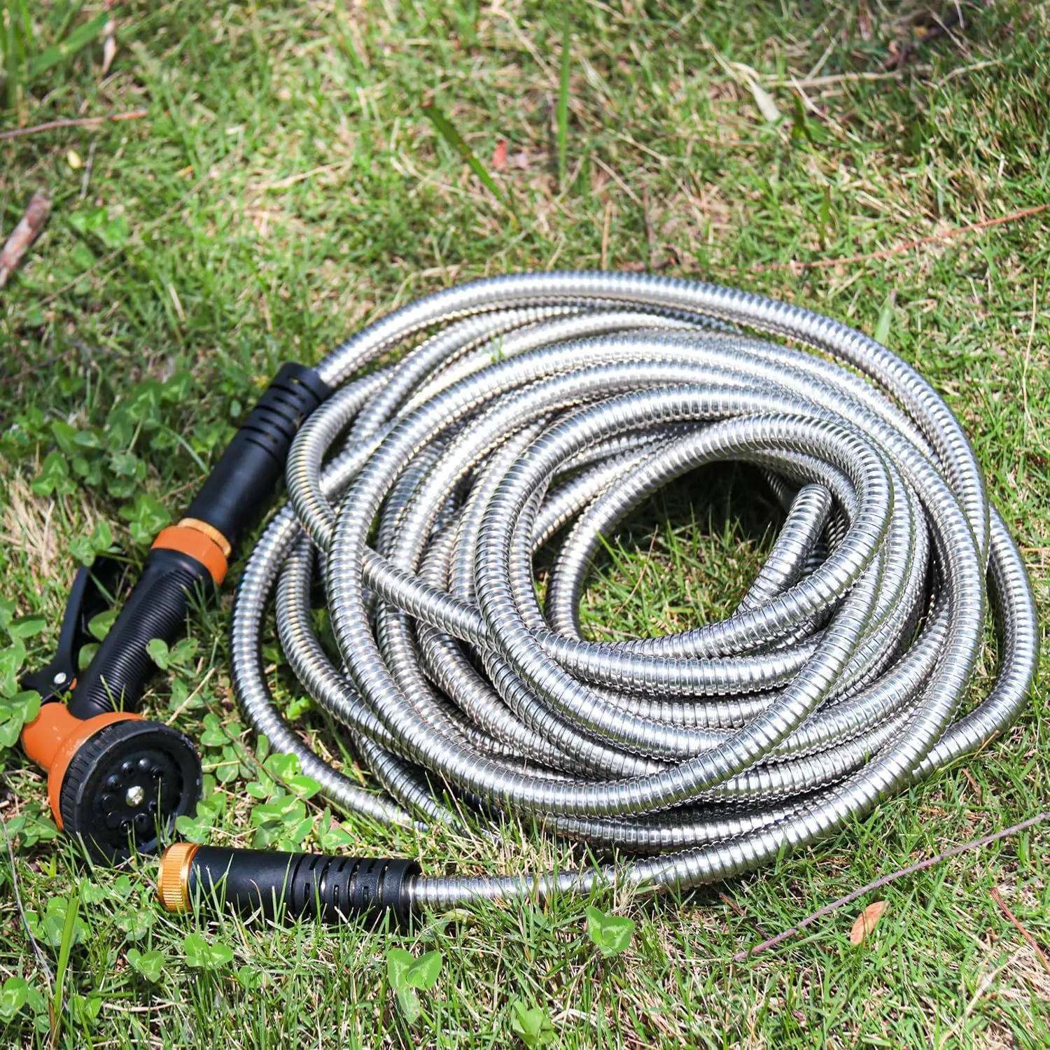 Wholesale Lightweight Kink Free Flexible Stainless Steel Garden Hoses With 2 Nozzles Heavy Duty High Pressure Garden Water Hoses
