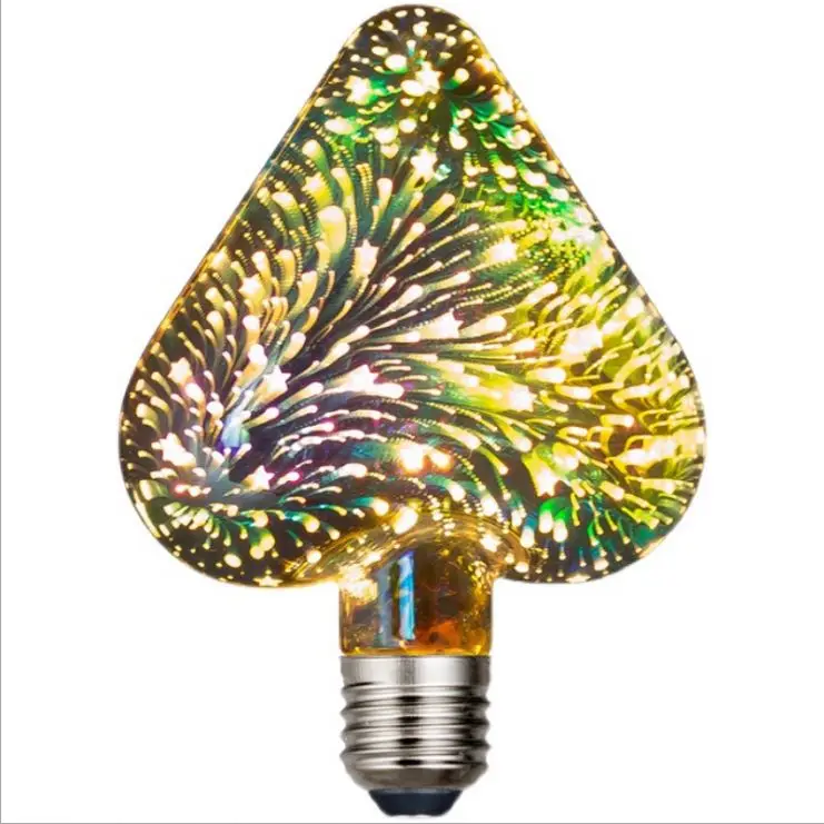 Decorative ST64 A19 G80 G95 G125 E27 firework 3D led bulb light