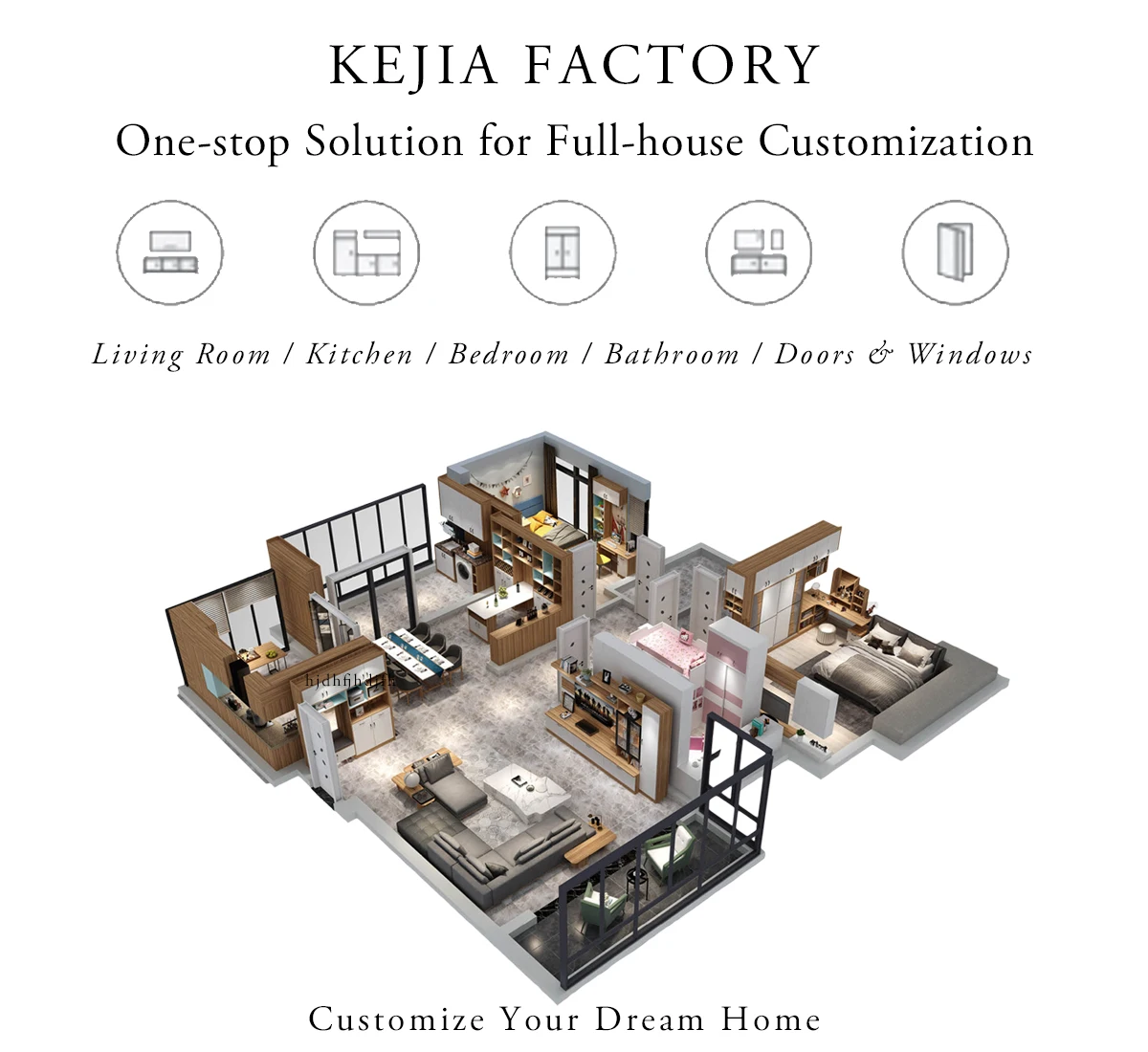 KEJIA Cheap Simple Small Kitchen Design Modern Kitchen Complete Set Black Color PET Melamine Kitchen Cabinets