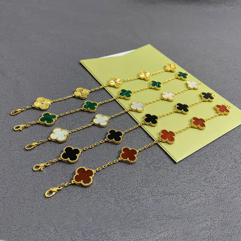 WY High Version 18k позолоченный модный очаровательный 925 из стерлингового серебра роскошный ювелирный браслет нержавеющей стали Женский клеверный